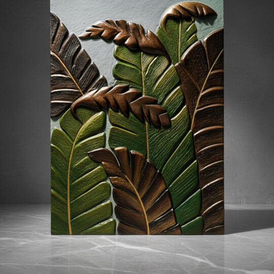 Textured Banana Leaf Art – Smooth Acrylic Texture