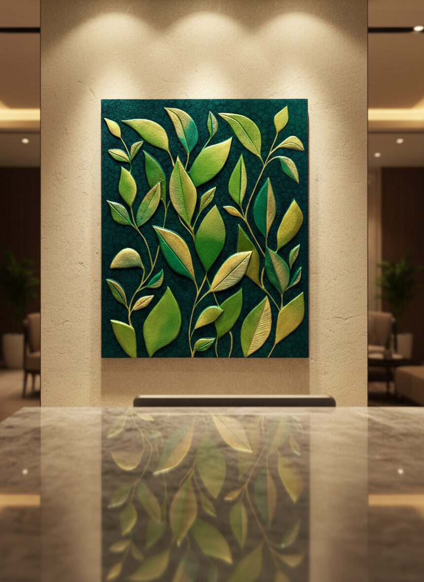 Textured Leaf Art – Smooth Acrylic Texture wall 1
